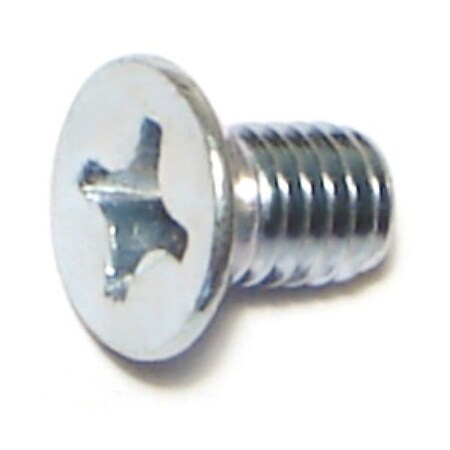 M6-1.00 X 10 Mm Phillips Flat Machine Screw, Zinc Plated Steel, 25 PK